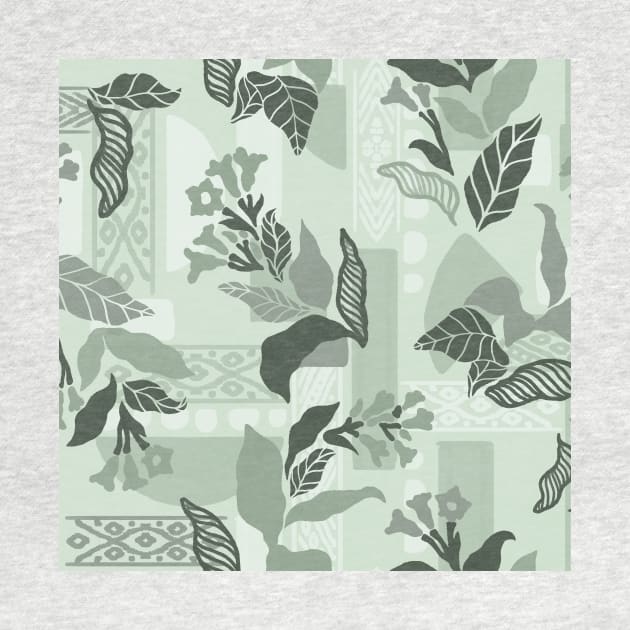 Sage Green Solid Shapes and Flowers by Carolina Díaz